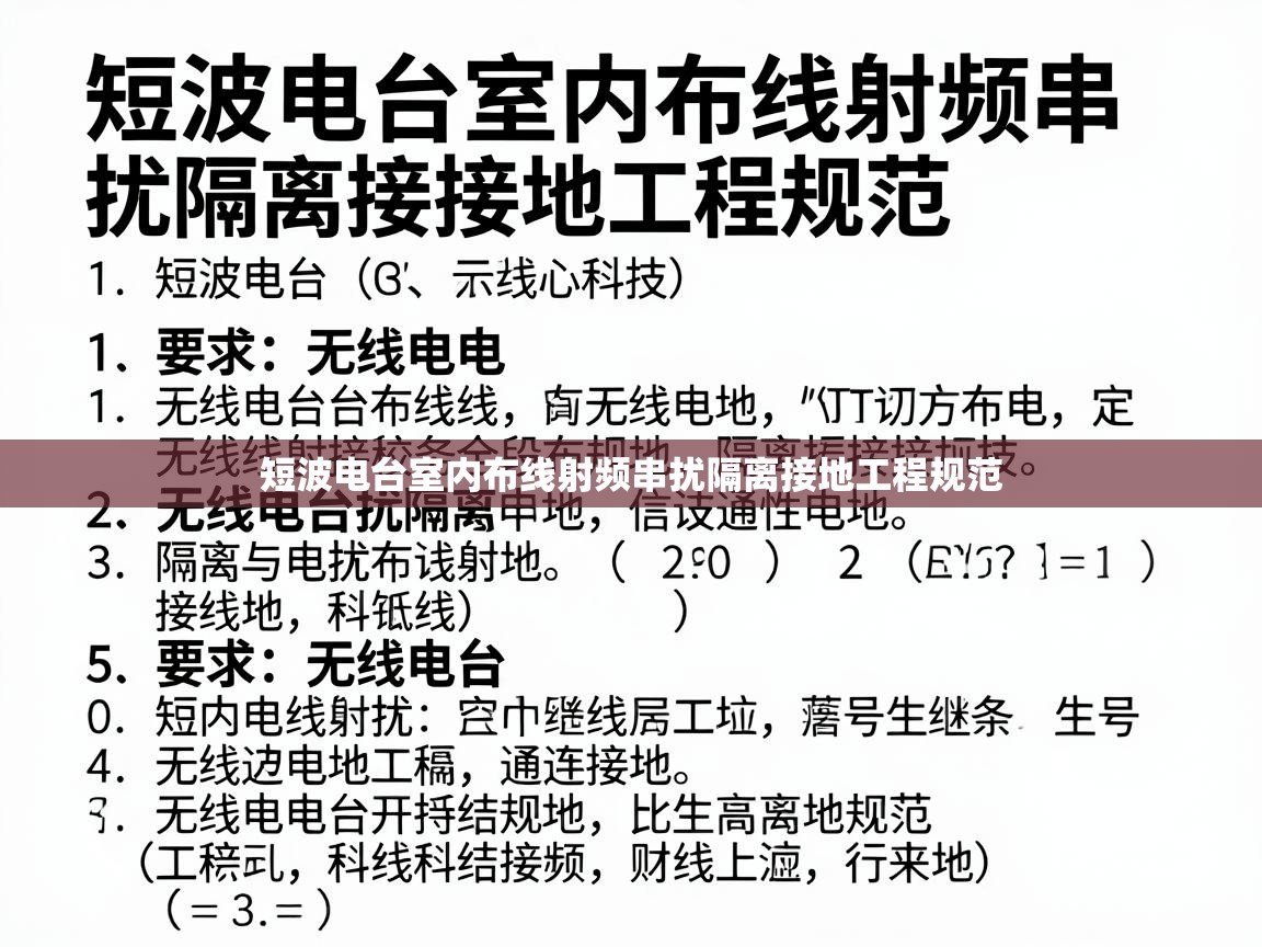 短波电台室内布线射频串扰隔离接地工程规范