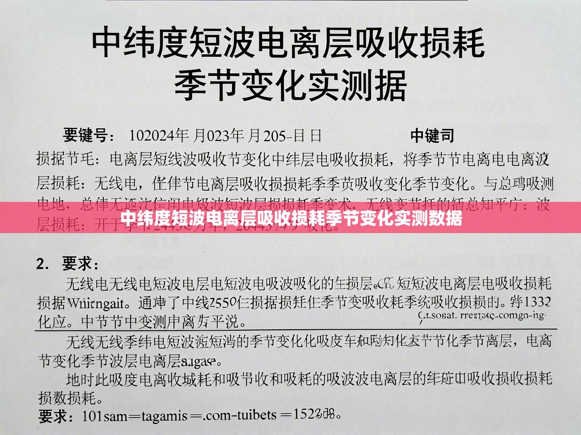 中纬度短波电离层吸收损耗季节变化实测数据 中纬度短波电离层吸收损耗季节变化实测数据