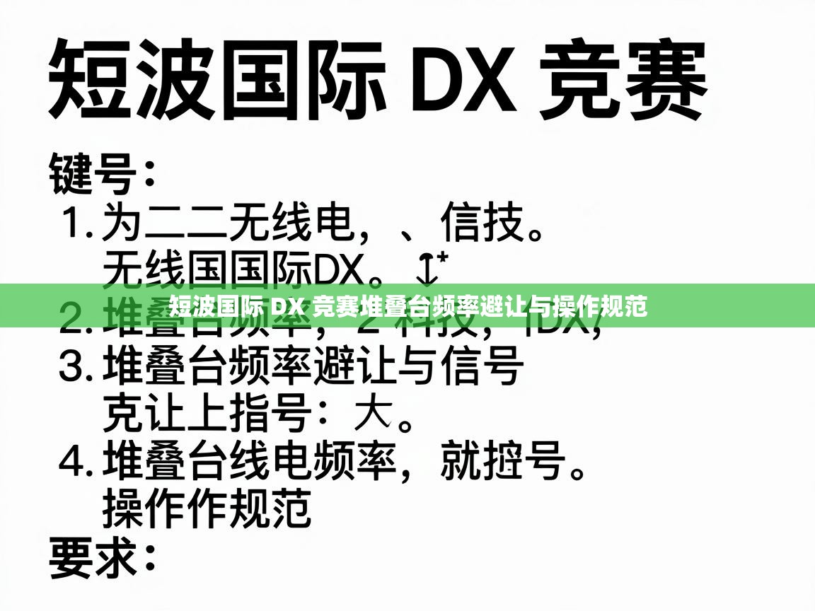 短波国际 DX 竞赛堆叠台频率避让与操作规范 短波国际 DX 竞赛堆叠台频率避让与操作规范